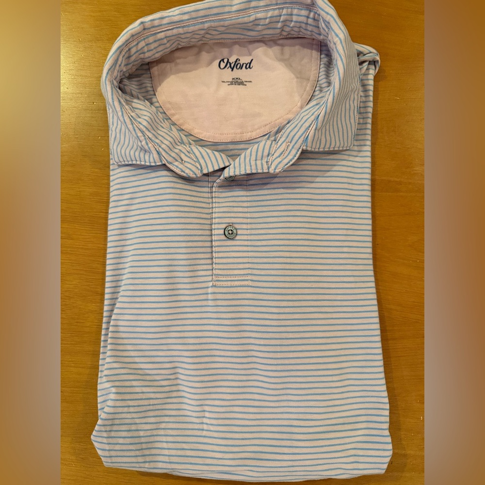 Oxford Striped Polo Shirt - Blue and Pink